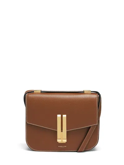 Demellier Vancouver Mini Handbag In Brown Leather With Gold Hardware