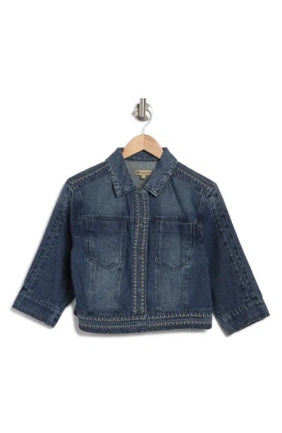 Democracy Embroidered Jean Jacket In Blue