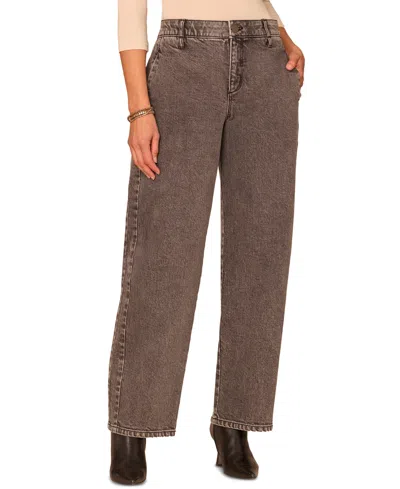Democracy Petite Absolution High-waist Barrel-leg Jeans In Brown
