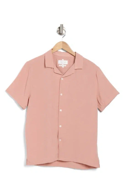 Denim And Flower Dobby Texture Short Sleeve Button-up Camp Shirt In Mauve