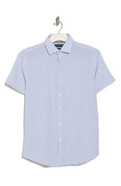 Denim And Flower Geometric Dressy Tech Short Sleeve Button-up Shirt In Blue