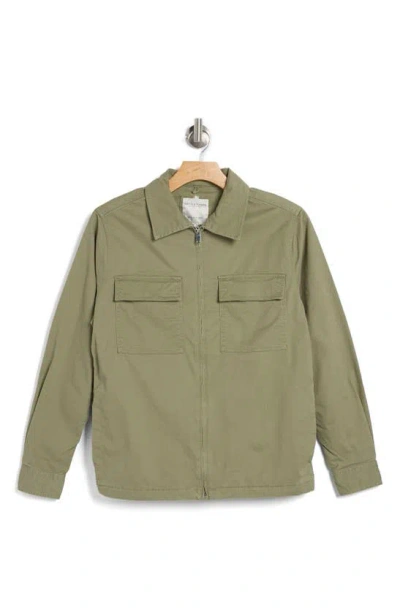 Denim And Flower Stretch Cotton Shirt Jacket In Green