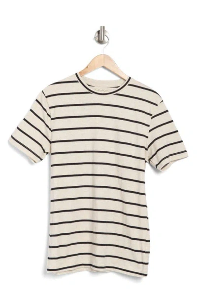 Denim And Flower Stripe Crewneck T-shirt In Cream