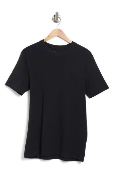 Denim And Flower Textured Stretch Cotton T-shirt In Navy