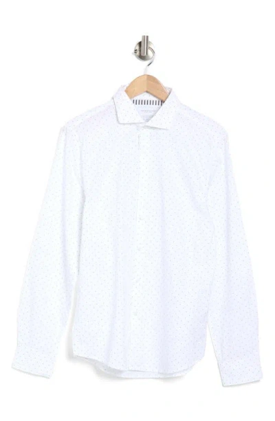 Denim And Flower Tiny Dots Cotton Button-up Shirt In White