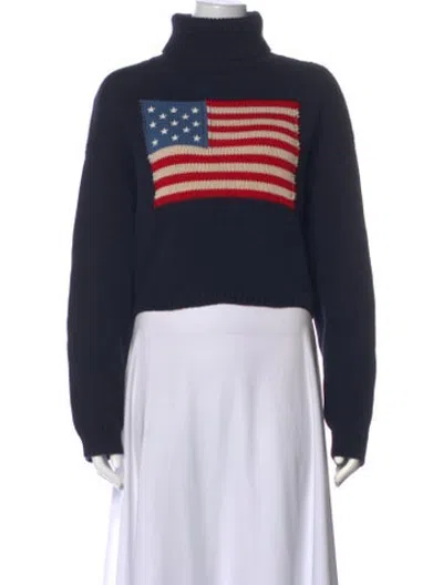 Pre-owned Denimist Graphic Print Turtleneck Sweater In Blue