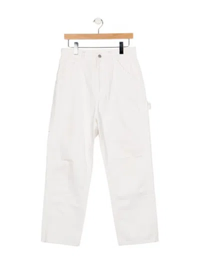 Pre-owned Denimist Mid-rise Straight Leg Jeans In White