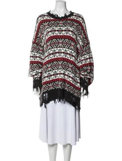 Pre-owned Denimist Patterned Crew Neck Sweater In White
