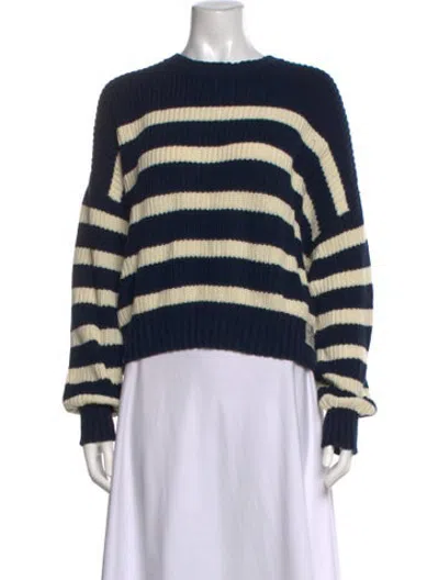 Pre-owned Denimist Striped Crew Neck Sweater In Black