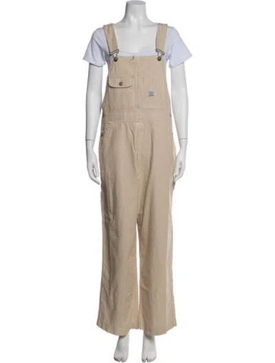 Pre-owned Denimist Striped Square Neckline Overalls W/ Tags In Neutrals