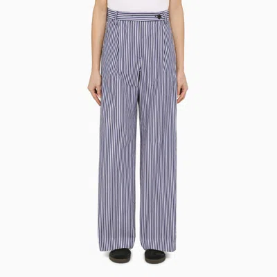 Department 5 Fairmont Striped Cotton Wide Trousers In Blue