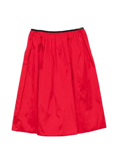 Department Five Cate Pleated Elasticated Midi Skirt In Red