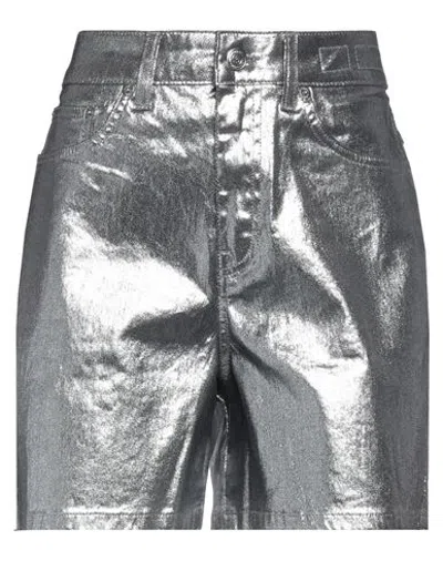 Department Five Department 5 Woman Denim Shorts Silver Size 28 Cotton, Elastane