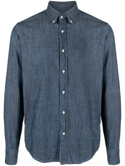 Deperlu Button-down Collar Cotton Shirt In Blue