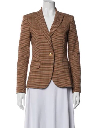 Pre-owned Derek Lam 10 Crosby Plaid Print Blazer In Brown