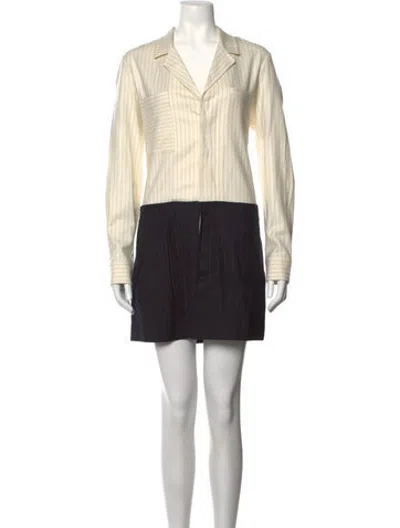 Pre-owned Derek Lam 10 Crosby Wool Striped Coat In Neutrals