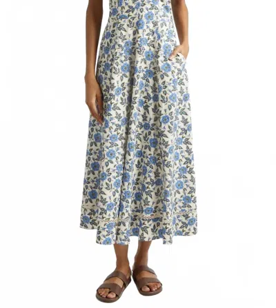 Derek Lam Adair Print Cotton Double Strap Sleeveless Midi Dress In Blue Bell Floral In Multi