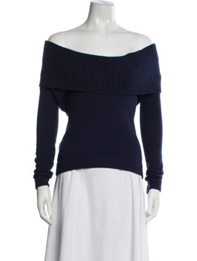 Pre-owned Derek Lam Cashmere Off-the-shoulder Sweater In Blue