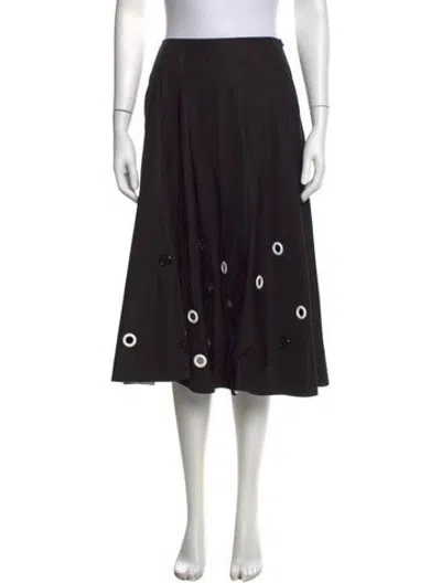 Pre-owned Derek Lam Cutout Accent Midi Length Skirt In Black