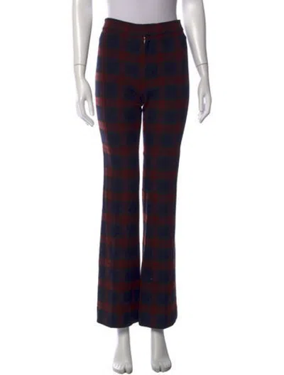 Pre-owned Derek Lam Plaid Print Flared Pants In Blue/burgundy