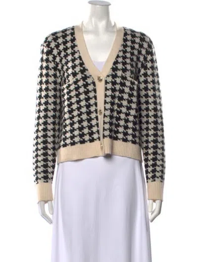 Pre-owned Derek Lam Silk Houndstooth Print Sweater In Black/neutrals