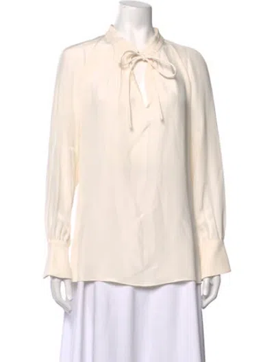 Pre-owned Derek Lam Silk Tie Neck Blouse In Neutrals