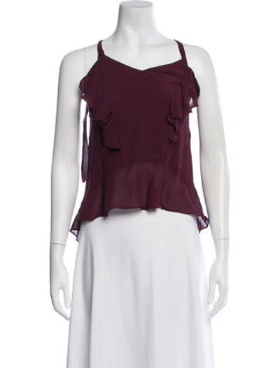 Pre-owned Derek Lam Silk V-neck Top In Burgundy
