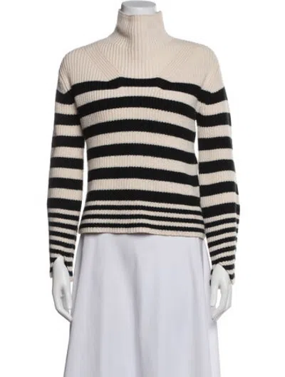 Pre-owned Derek Lam Striped Turtleneck Sweater In Black