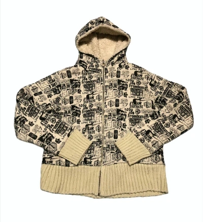 Pre-owned Designer Offer Vtg J Honey Full Print Sweater Jacket In White