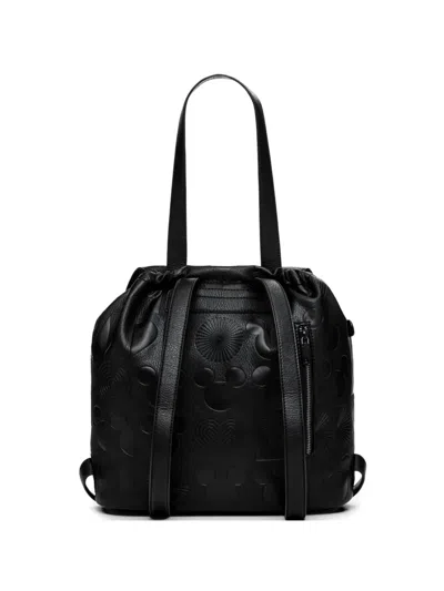 Desigual All Mickey Krapina Embossed-detailing Backpack In Black