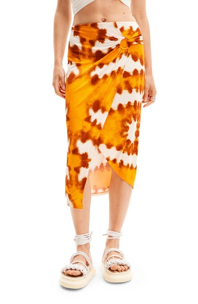 Desigual Fal Praga Tie Dye Skirt In Orange
