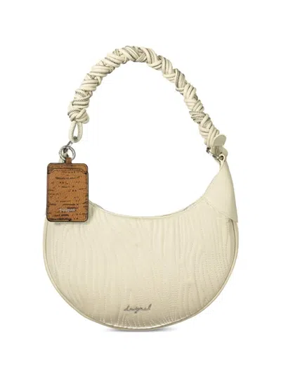 Desigual Quilted Braided-handle Tote Bag In White