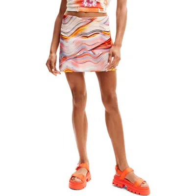 Desigual Wave Wrap Miniskirt In Red