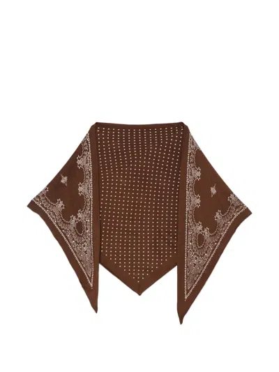 Destin Bandana-print Polka-dot Scarf In Brown