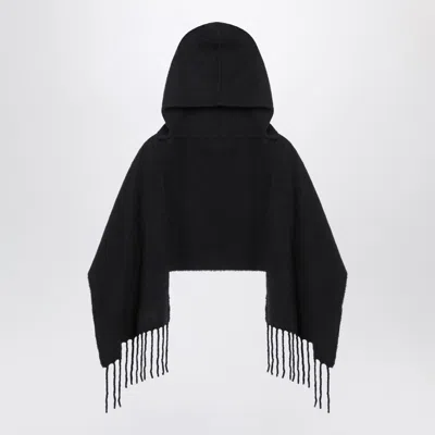 Destin Black Wool Hooded Cape