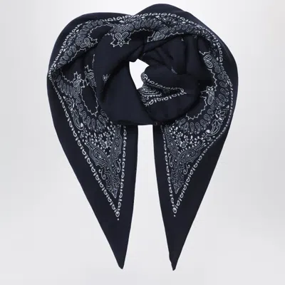 Destin Navy Triangular Wool Bandana Scarf In Blue