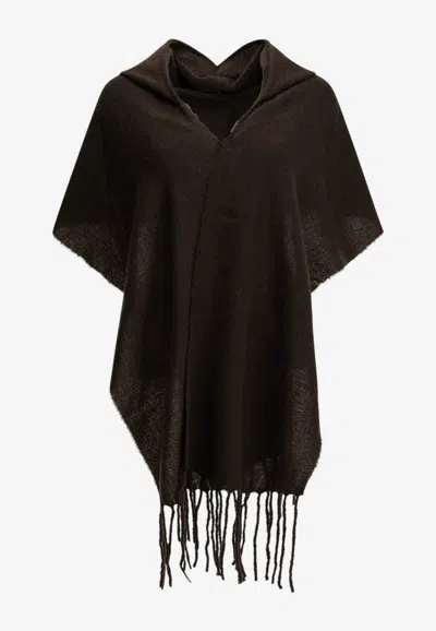Destin Opus Fringe Wool Poncho In Brown