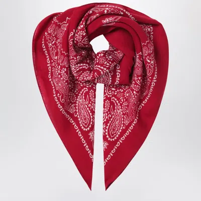 Destin Red Judy Bandana Scarf In Wool