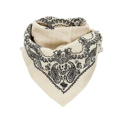 Destin Wool Scarf With Bandanda Motif In White