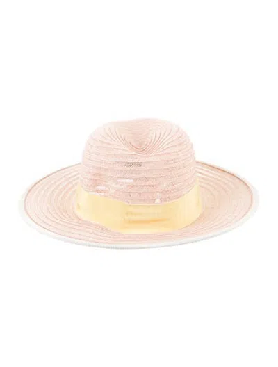 Pre-owned D'estree Straw Woven Hat W/tags In Pink