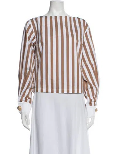 Pre-owned D'estree Striped Bateau Neckline Top In Multicolor