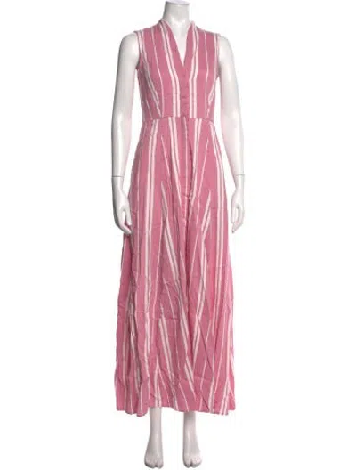Pre-owned D'estree Striped Long Dress In Pink