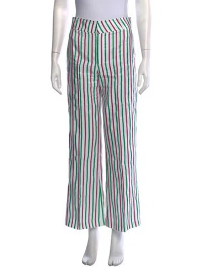 Pre-owned D'estree Striped Wide Leg Pants In Green