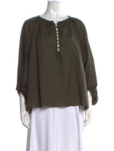 Pre-owned Deveaux Crew Neck Long Sleeve Top In Green