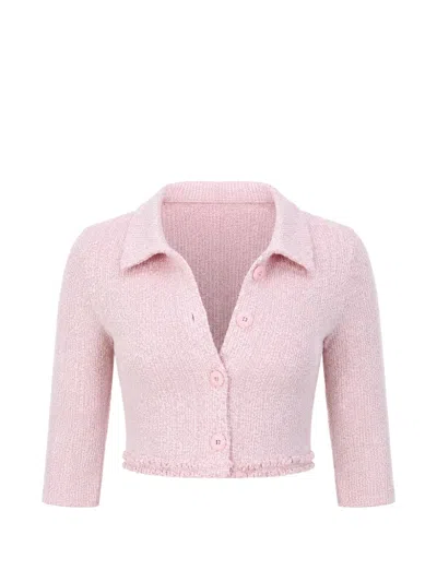 Devon Tweed-textured Frayed-edge Cropped Jacket In Brown