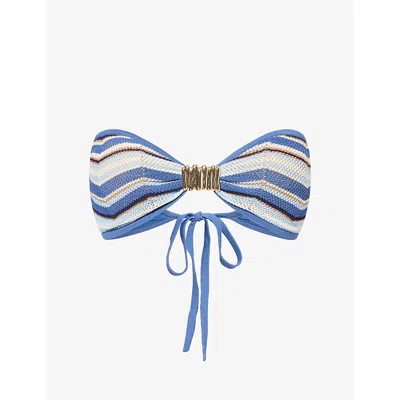 Devon Windsor Mens Samira Bandeau Knitted Bikini Top Marina Xs In Blue