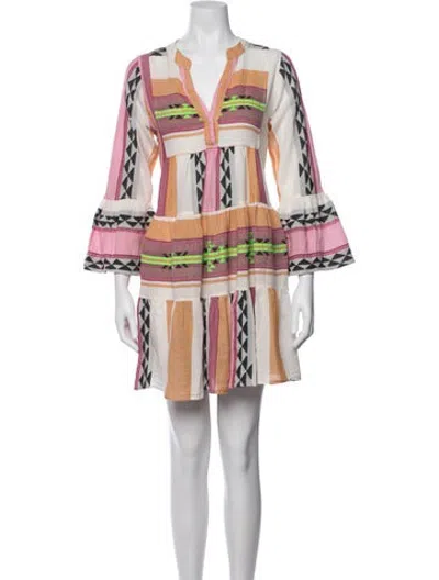 Pre-owned Devotion Twins Printed Mini Dress In Neutrals