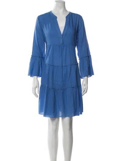 Pre-owned Devotion Twins V-neck Mini Dress In Blue