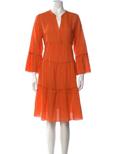 Pre-owned Devotion Twins V-neck Mini Dress In Orange
