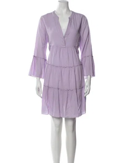 Pre-owned Devotion Twins V-neck Mini Dress In Purple